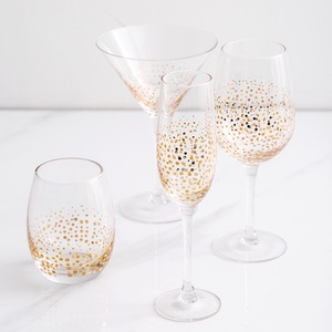 Ensemble <span class=keywords><strong>de</strong></span> verrerie à pois dorés, directement <span class=keywords><strong>de</strong></span> l'usine, verres à vin et à champagne sans <span class=keywords><strong>pied</strong></span> pour mariage, fête, bar à domicile, cocktail, décoration <span class=keywords><strong>de</strong></span> table - Product Image 1