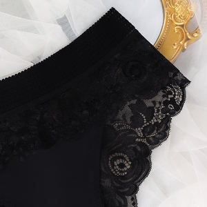 Женские эластичные кружевные трусики-стринги с низкой посадкой, черные, с цветочным узором, сексуальное женское нижнее белье - Product Image 6