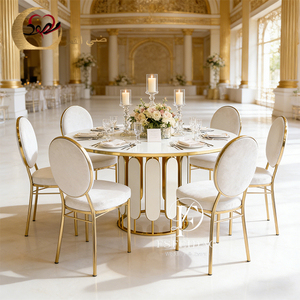 โต๊ะรับประทานอาหารสแตนเลสสตีลสีทองหรูหราทันสมัยสำหรับงานแต่งงานและงานอีเว้นท์ - Product Image 6