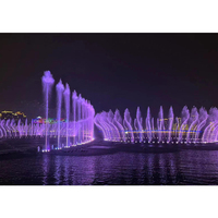 Fuente de Agua Flotante Interactiva Moderna para Lago, con Forma de Corazón, Decorativa, con Espectáculo de Luces Láser Multimedia