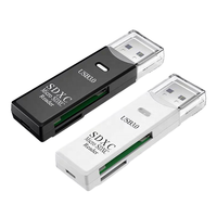 Adaptador de lector de tarjetas de memoria TF SD para PC, portátiles, lector de tarjetas de plástico ABS de alta velocidad USB2.0 2 en 1 Usb3.0, lector de tarjetas TF SD