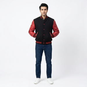 Blouson Bomber Universitaire en Satin pour Homme, Col Montant, Logo Frontal, Respirant, Doublure Douce, Hiver - Product Image 1