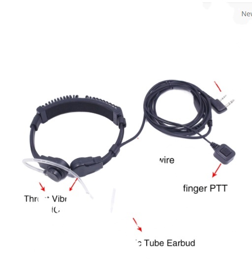 MIC Throat Mic Speaker K Type Waterproof for Walkie Talkie with 136-174MHz/400-470MHz Frequency Range and 128 Channels