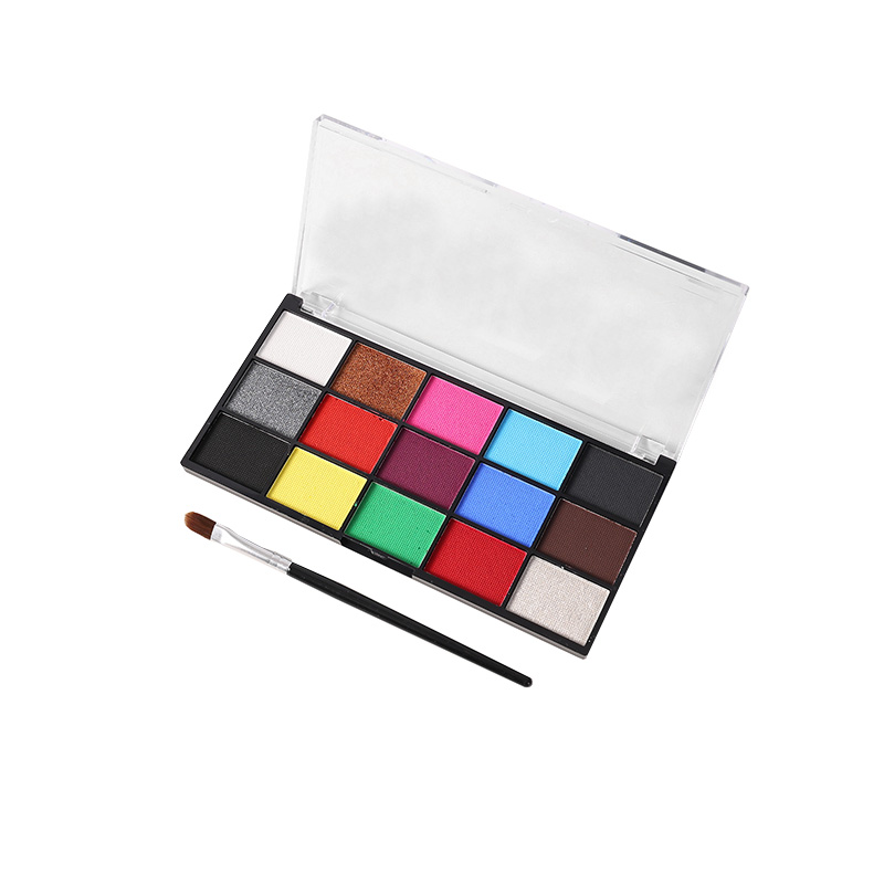 Best Selling 15-Color UV Glow Face Body Paint Palette Water Activated Cruelty-Free Kids Halloween Party Body Painting Supplies