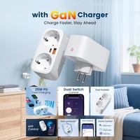 YDD Alexa Google Home Tuya WiFi 2.4GHz 16A 3520W GaN Charge rapide USB Type C Double prise EU Prise intelligente