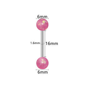 Bola Acrílica de Acero Inoxidable para Mujer, Perno de <span class=keywords><strong>Lengua</strong></span>, 14G, Perno de Moda, Ópalo, Acrílico Brillante, Joyería para <span class=keywords><strong>Piercing</strong></span> - Product Image 5