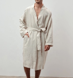 Personnalisé Homme Femme Japonais Lâche Casual 100% Lin 192gsm Robe De <span class=keywords><strong>Nuit</strong></span> Robe De Bain Lin Vêtements De <span class=keywords><strong>Nuit</strong></span> <span class=keywords><strong>pour</strong></span> La Maison Hôtel - Product Image 1
