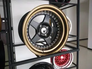 DM903 Hot Selling High Quality Aluminum 15 Inch Black Machined Face Alloy Car Wheels