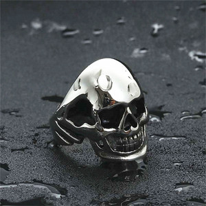 Anillo de Calavera Plateado para Hombre, Estilo Punk, Joyería Retro de Moda 26041 - Product Image 2