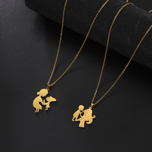 Moda Día DE LA MADRE joyería collar PVD 18K chapado en oro de acero inoxidable papá <span class=keywords><strong>MaMa</strong></span> bebé colgante collar joyería fina - Product Image 5