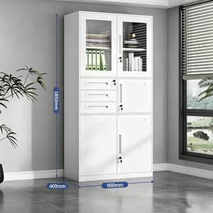 Thickened Steel Heavy-Duty Anti-Static Filing Cabinet <b>Drawers</b> <b>Lockable</b> Glass Door Modern Minimalist Design for Home/Workshop - Product Image 3