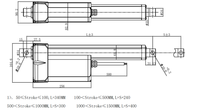 Actionneur linéaire industriel robuste YuHuang 20 000N YH8-520S à courant continu avec brosse, 12-48V, IP66, course 10-2500mm, potentiomètre à effet Hall, CAN