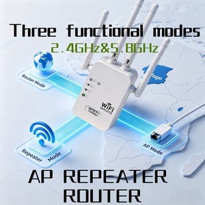 Répéteur <span class=keywords><strong>WiFi</strong></span> Blanc Compatible 802.11ac Double Bande 1200Mbps 4 Antennes <span class=keywords><strong>Amplificateur</strong></span> Réseau Longue Portée Couverture 100-120m² - Product Image 2