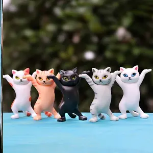 DL6465批发跳舞猫笔筒玩具动物模型聚氯乙烯娃娃摆件4-6厘米扭动猫玩具动作图儿童走