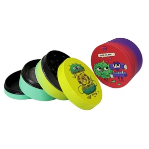 <b>Herb</b> Grinder 6 Pcs Display <b>Box</b> Round Magnetic Plastic Dry <b>Herb</b> Grinder With Sharp Teeth Colorful Design For Smooth Grinding - Product Image 2