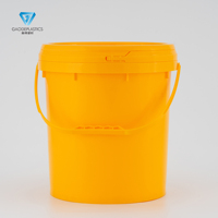Seau en plastique PP jaune de 16 L, recyclable, seau rond de 16 L pour liquides