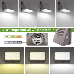 Full Cut Square Aluminum <b>LED</b> Wall Pack <b>Light</b> 60W Adjustable Power 2700K/4000K/5000K Optional Photocell <b>Sensor</b> Waterproof Garden - Product Image 3