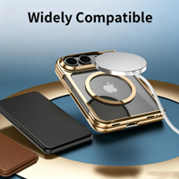 Étui magnétique de luxe HEYBING pour IP18 Fold, dos transparent, bord électro-plaqué, charge sans fil, protection anti-chute pour téléphone