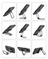 Support de téléphone portable pliable en alliage d'aluminium sans colle, rotation à 360°, avec clip dorsal et anneau de maintien pour les doigts