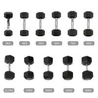 Vente directe usine – Ensemble d'haltères hexagonaux en caoutchouc pour la maison, poids fixe, revêtement en caoutchouc noir, en fonte antidérapante, 20 kg, ensembles d'haltères hexagonaux
