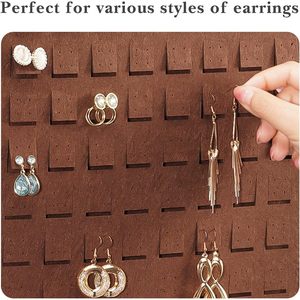 Organisateur de boucles d'oreilles suspendues avec 20 crochets, en feutre espresso, à fixer au mur, rangement de bijoux pour femmes, design moderne - Product Image 4