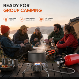 Réchaud de camping portable en acier inoxydable, double combustible <span class=keywords><strong>propane</strong></span>/<span class=keywords><strong>butane</strong></span>/gaz, brûleur grande capacité pour la cuisson en groupe - Product Image 2