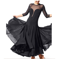 Robe longue de danse unie à manches mi-longues pour la pratique et la compétition de danse moderne