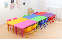 Ensemble de meubles pour enfants en plastique coloré Moetry, table et chaises, pour maternelle, école, salle de classe, Mesas Sillas Plastico