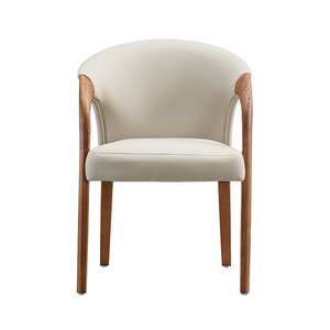 Solid Wood Dining Chair Leather <b>Cushion</b> Curved Backrest Nordic Modern Portable Home Office Wholesale Customizable Restaurants - Product Image 2