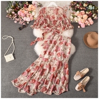 Robe Tendance Unie pour Femme, Nouvelle Collection Automne, Ensemble Deux Pièces Élégant Col en V pour Soirée, Club ou Tenue Décontractée Longue