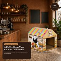 Griffoir pour chats en carton imprimé sur le thème du café, pour chats d'intérieur, vente en gros, directement de l'usine