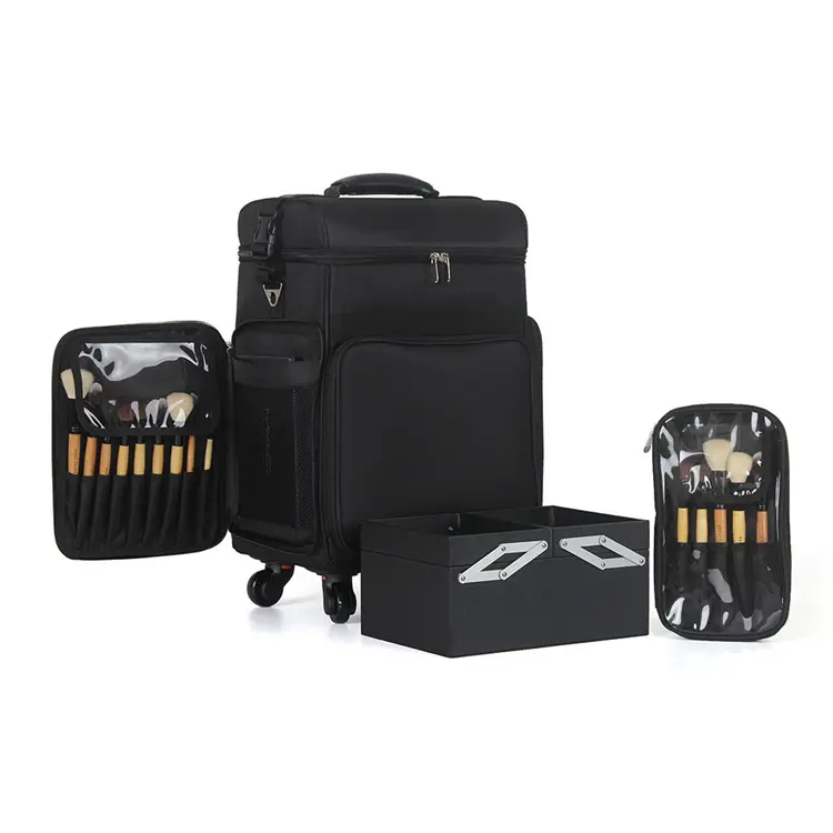 Fabrik Schwarz Nylon Make-up Pinsel Trolley Fall Profession elle Make-up Trolley Kosmetik tasche für Masken bildner Friseur