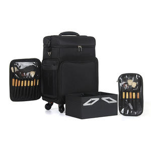 Usine Noir Nylon Maquillage Brosse Trolley Cas Professionnel maquillage chariot vanité sac pour <span class=keywords><strong>Maquilleur</strong></span> <span class=keywords><strong>Coiffeur</strong></span> - Product Image 1