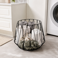 Metalen draadmandenset, ronde decoratieve opbergbak voor wasgoed, fruit, speelgoed |   Matzwart |   OEM/ODM