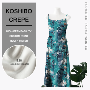 Tessuto KOSHIBO <span class=keywords><strong>CREPE</strong></span> B28 Verde <span class=keywords><strong>Smeraldo</strong></span> Vivace, 100% Poliestere, 130GSM, Alta Permeabilità, Basso MOQ 1M, Tessuto Fluido per Abiti Estivi - Product Image 2