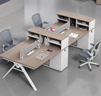 Bureau de bureau ergonomique pour 4 personnes, plan ouvert, postes de travail de bureau avec armoire