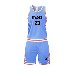 embroidery youth basketball wear kids 2 pieces tank top and shorts custom mesh children sport clothing boys basketball jersey