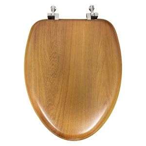 Siège de toilette en bois moulé avec placage en bois massif, charnière métallique durable, rond/allongé, fabriqué en Chine - Product Image 2