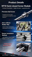 Modul Penutup Pelindung Linear Guide Sekrup Semi Tertutup MT22, Dudukan Bantalan Independen, Pelat Motor