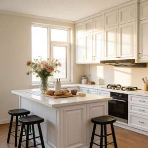 Armoires <span class=keywords><strong>de</strong></span> salle <span class=keywords><strong>à</strong></span> manger modernes en bois blanc avec poignées métalliques, rangement multifonctionnel, ambiance chaleureuse, rangement <span class=keywords><strong>de</strong></span> cuisine - Product Image 2