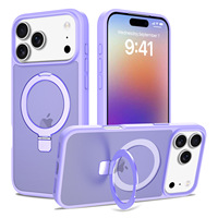Étui antichoc DYL Ins Style 360 avec support magnétique rotatif en TPU+PC pour iPhone 17 Pro Max et 16 Plus, orange avec béquille