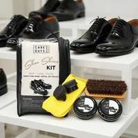 Kit d'entretien pour chaussures en cuir, ensemble de brosses à polir, chiffon de lustrage, emballage plastique pratique et portable pour la maison, le bureau et les voyages