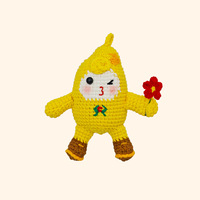 Combinaison courte en peluche jaune crochetée à la main, personnage de dessin animé, taille 0cm-10cm, adorable poupée en fil, décoration de bureau, pour les 14 ans et plus