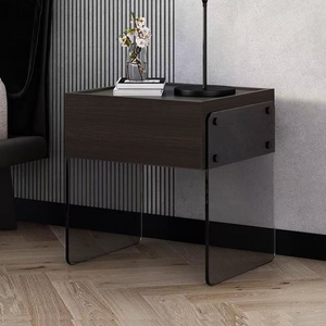 ตู้เก็บของข้างเตียงไม้สไตล์อิตาเลียนมินิมอลโมเดิร์นเรียบง่ายสร้างสรรค์อเนกประสงค์พร้อมกระจกและไฟ LED ประกอบสำเร็จ - Product Image 6