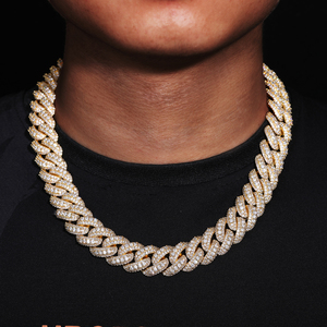 Collana a Catena Cuban Link Iced Out con Moissanite VVS Colore <span class=keywords><strong>D</strong></span>, Placcata <span class=keywords><strong>Oro</strong></span> 15mm 18mm, Supera il Test del Diamante, Gioielli Hip Hop da Uomo - Product Image 2