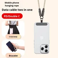 Tali Pengisi Daya Cepat 2-in-1 Ramah Lingkungan Anti-Hilang Berbahan Nilon Kepang PD 60W untuk Aksesori Headset