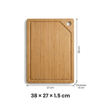 Tabla de Cortar de Madera de Bambú Orgánica Natural con Ranura para Escurrir, Orificio para Colgar, Antideslizante, para Cocina