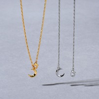 Collier en laiton plaqué or 18 carats avec pendentif lune et chaîne de rallonge, chaîne de clavicule, bijoux en gros