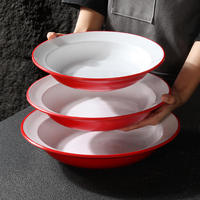 Set Peralatan Makan Melamin Dua Warna Berkualitas Tinggi. Peralatan Makan Melamin Grosir. Cocok untuk Restoran, Pesta Keluarga, Sekolah
