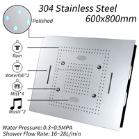 Pomme de douche musicale LED HIDEEP pour plafond, SUS304, 24*32 pouces, pluie, cascade, brume, montage mural, robinet de douche thermostatique pour salle de bain